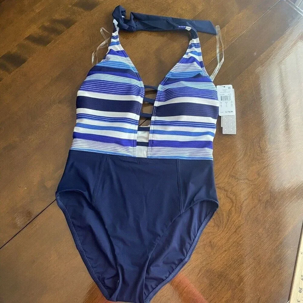 Amoressa One Piece Swimsuit with Soft Bra, Bandeau Bra size 8 New